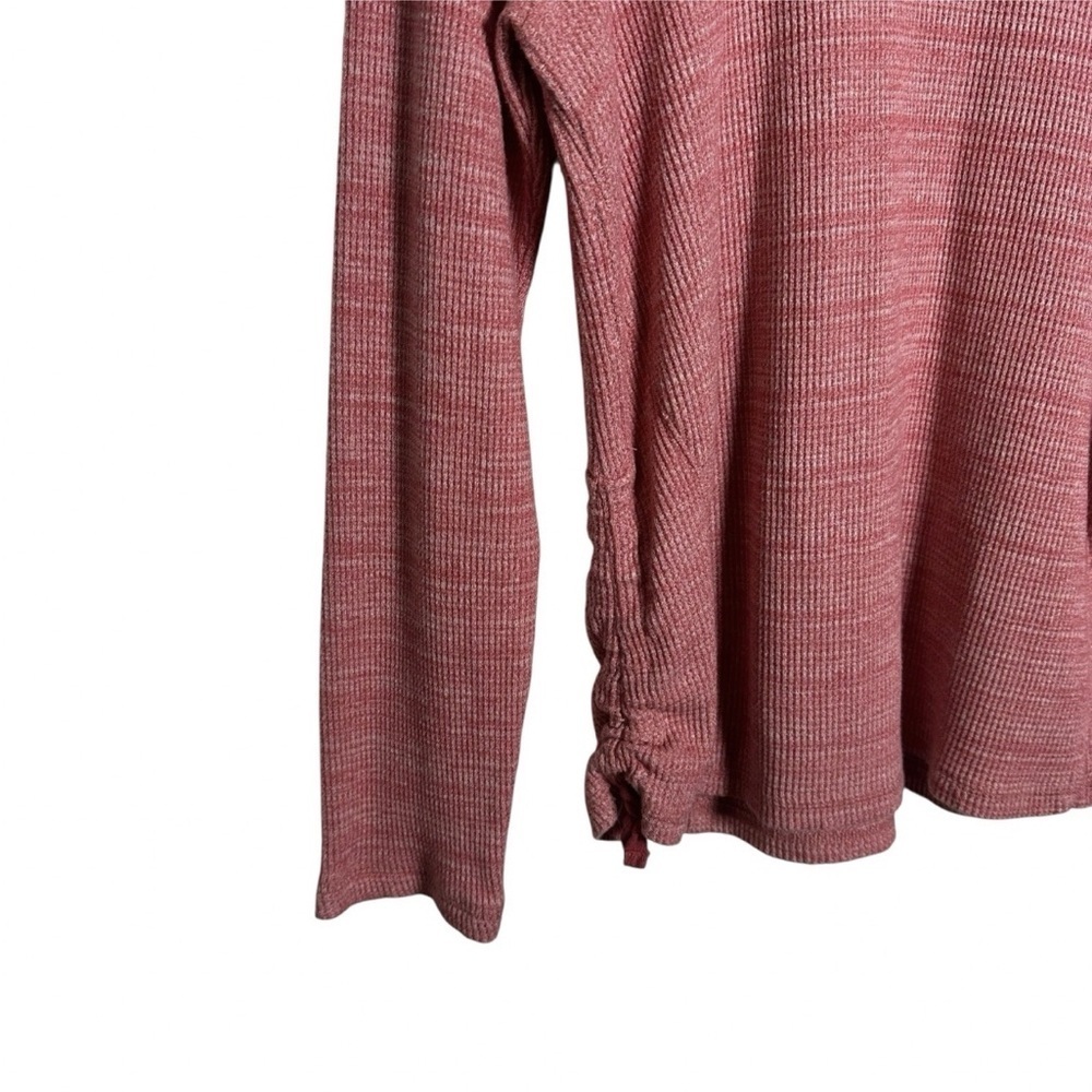 J Jill Pullover Womens Large Cotton Heather Pink Waffle Cowl Neck Knit Side Tie - Picture 5 of 11